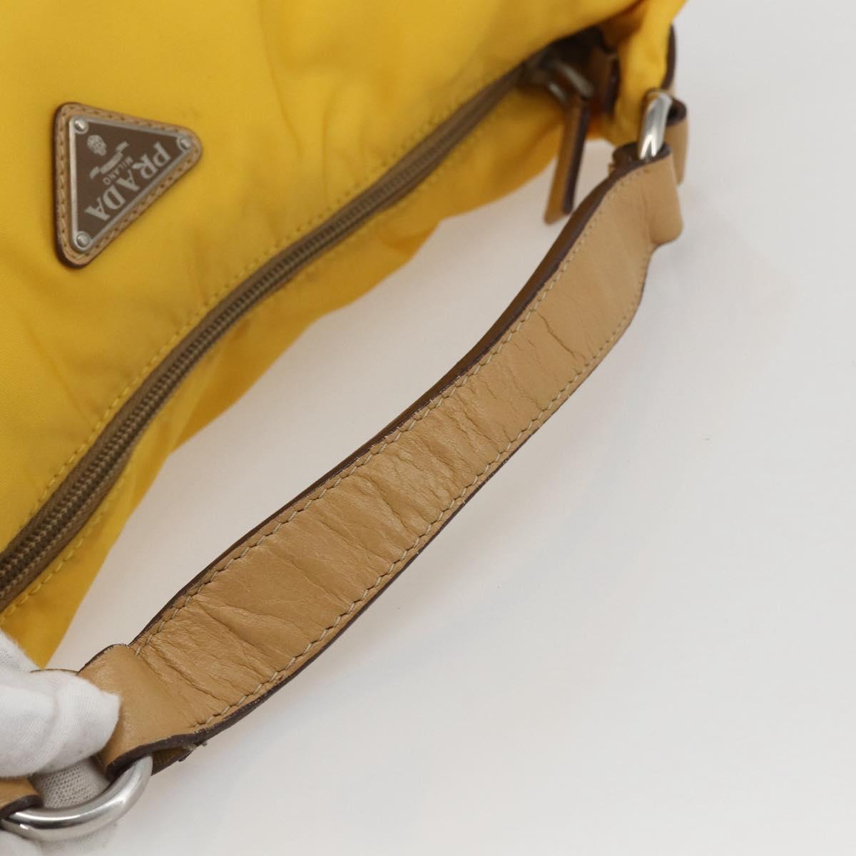 PRADA Shoulder Bag Nylon Yellow Silver Auth 151569