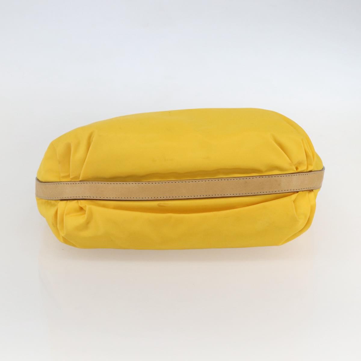PRADA Shoulder Bag Nylon Yellow Silver Auth 151569