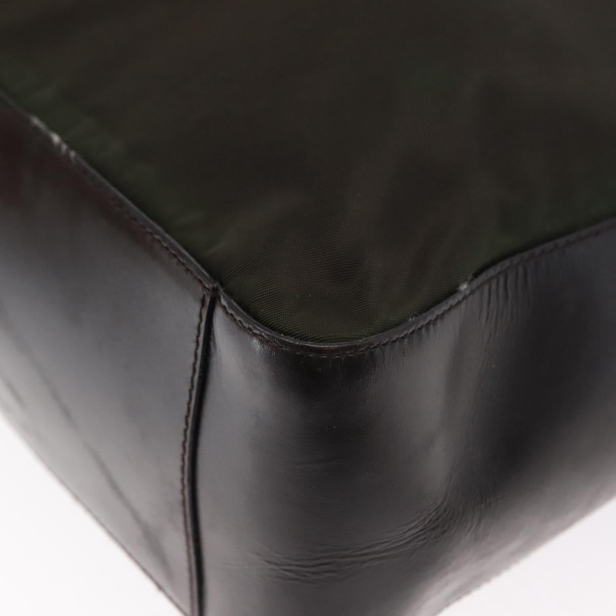 PRADA Hand Bag Nylon Khaki Silver Auth 151570