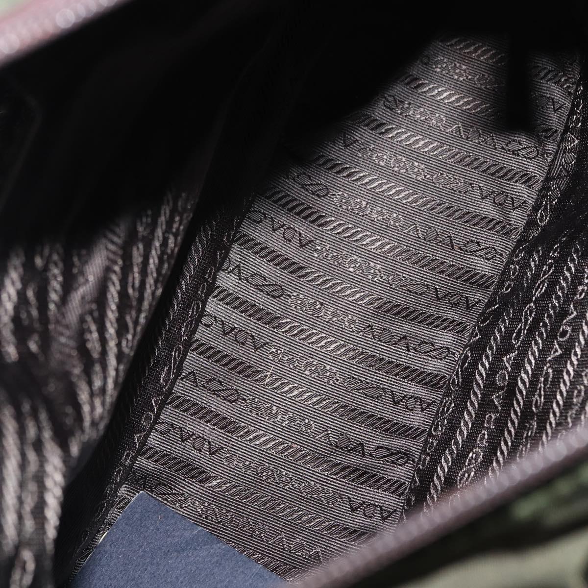 PRADA Hand Bag Nylon Khaki Silver Auth 151570