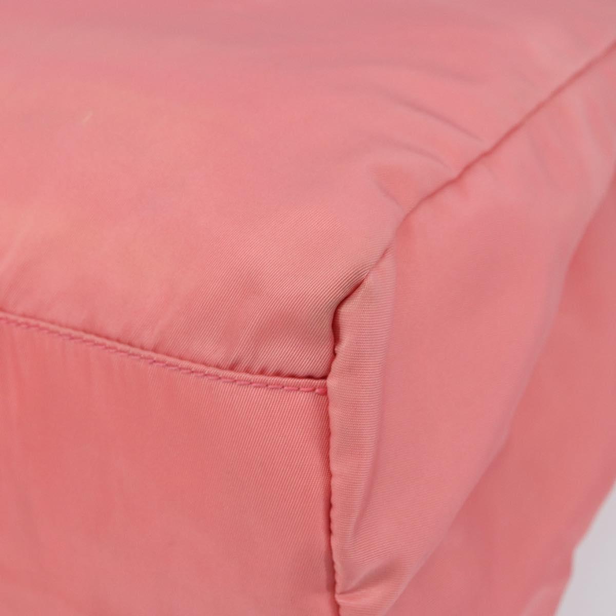 PRADA Hand Bag Nylon Pink Silver Auth 151573