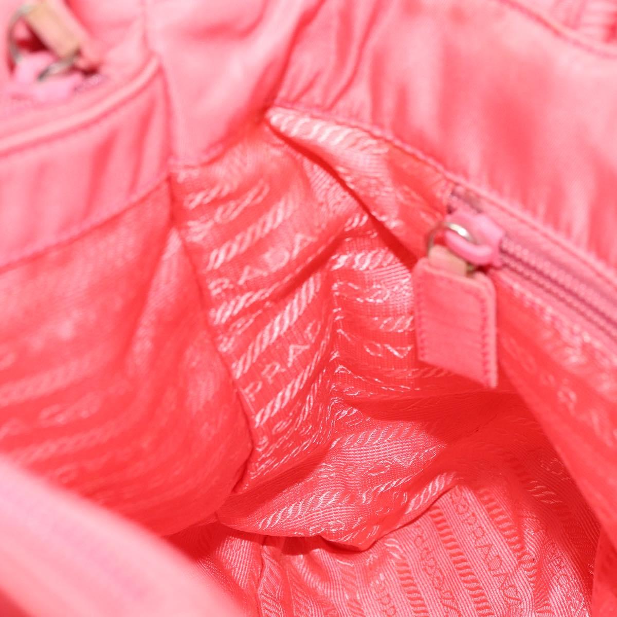 PRADA Hand Bag Nylon Pink Silver Auth 151573