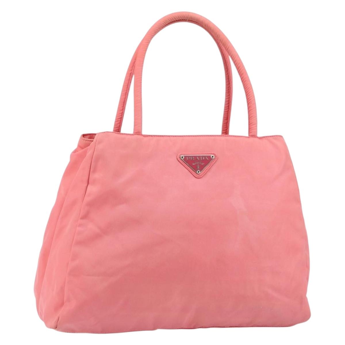 PRADA Hand Bag Nylon Pink Silver Auth 151573
