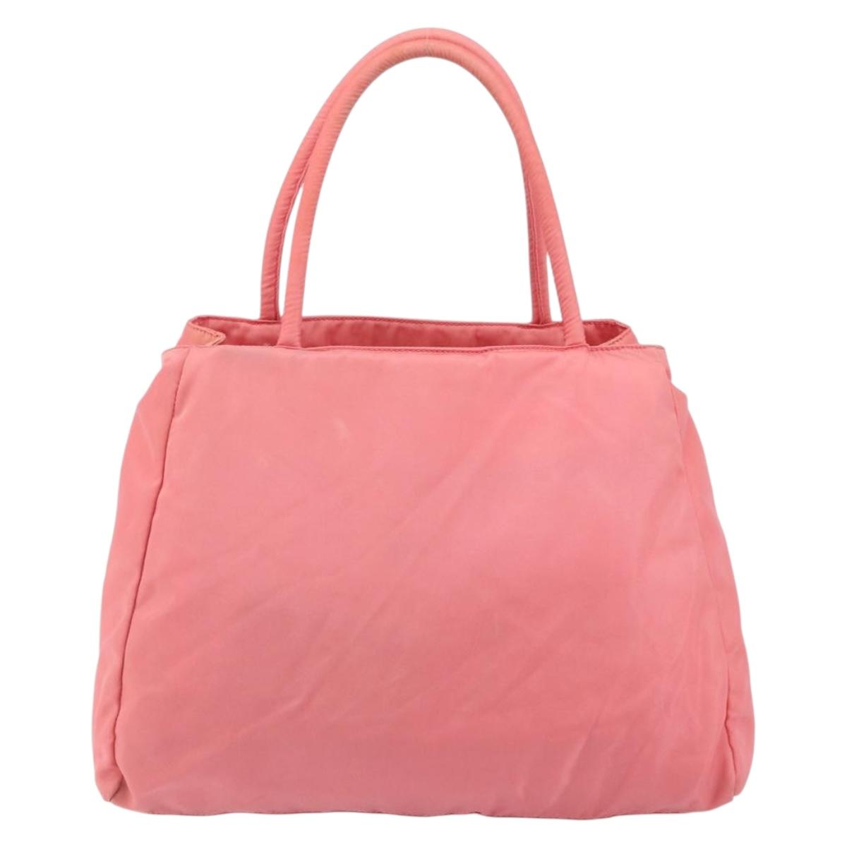 PRADA Hand Bag Nylon Pink Silver Auth 151573