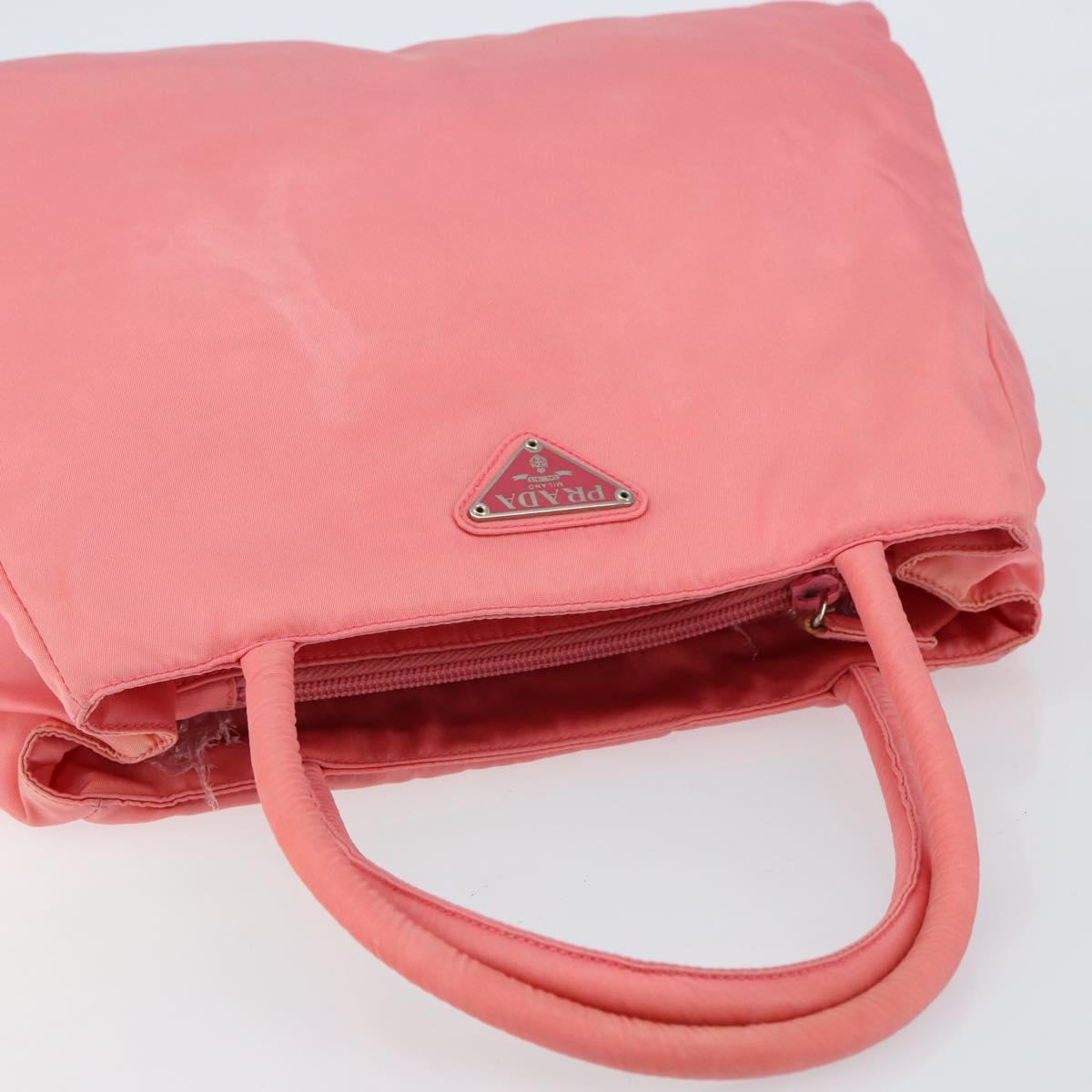 PRADA Hand Bag Nylon Pink Silver Auth 151573