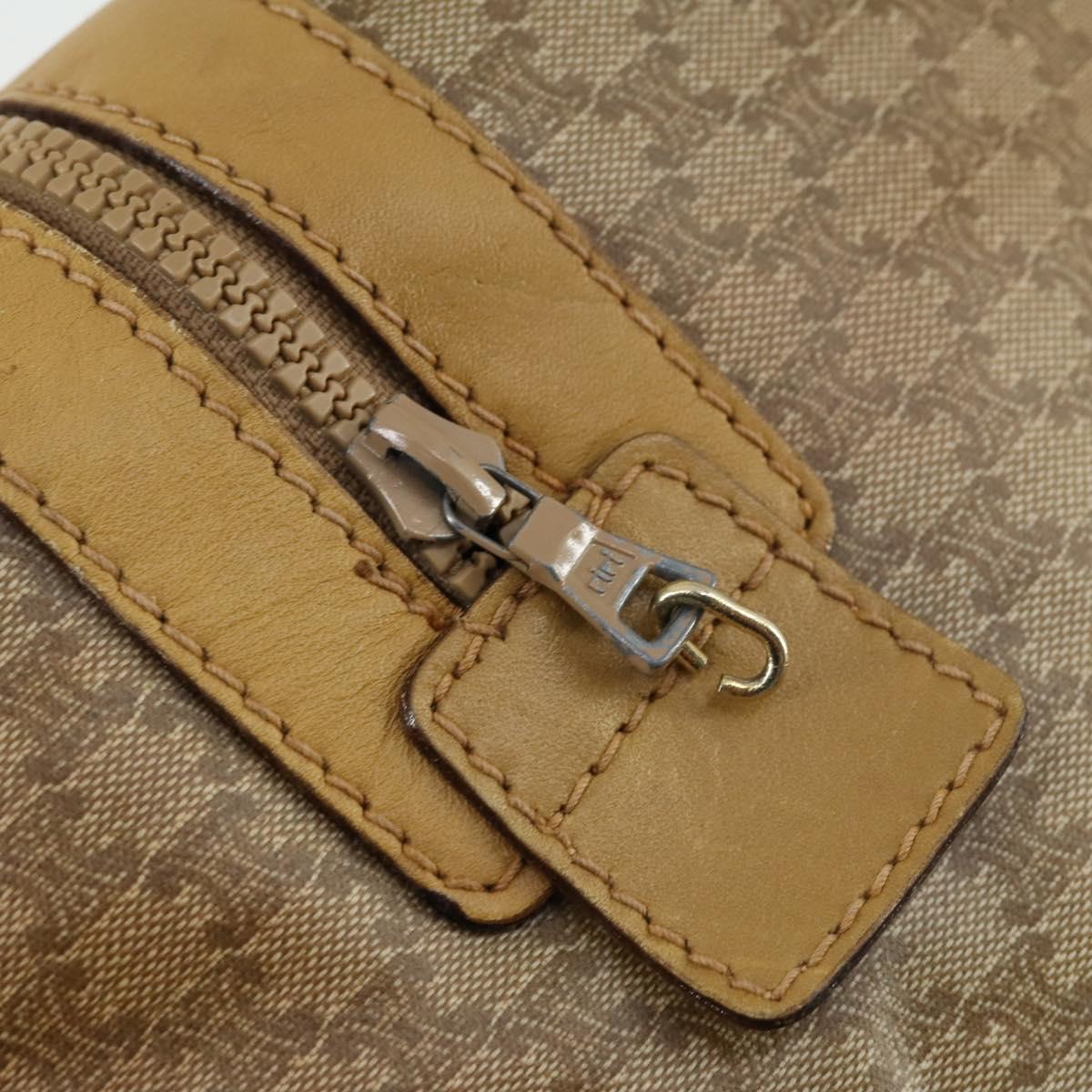 CELINE Macadam Canvas Boston Bag PVC Beige Gold Auth 151574