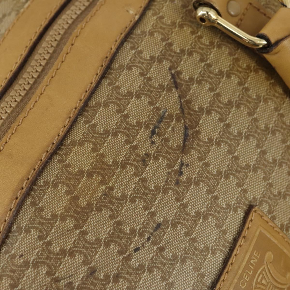 CELINE Macadam Canvas Boston Bag PVC Beige Gold Auth 151574