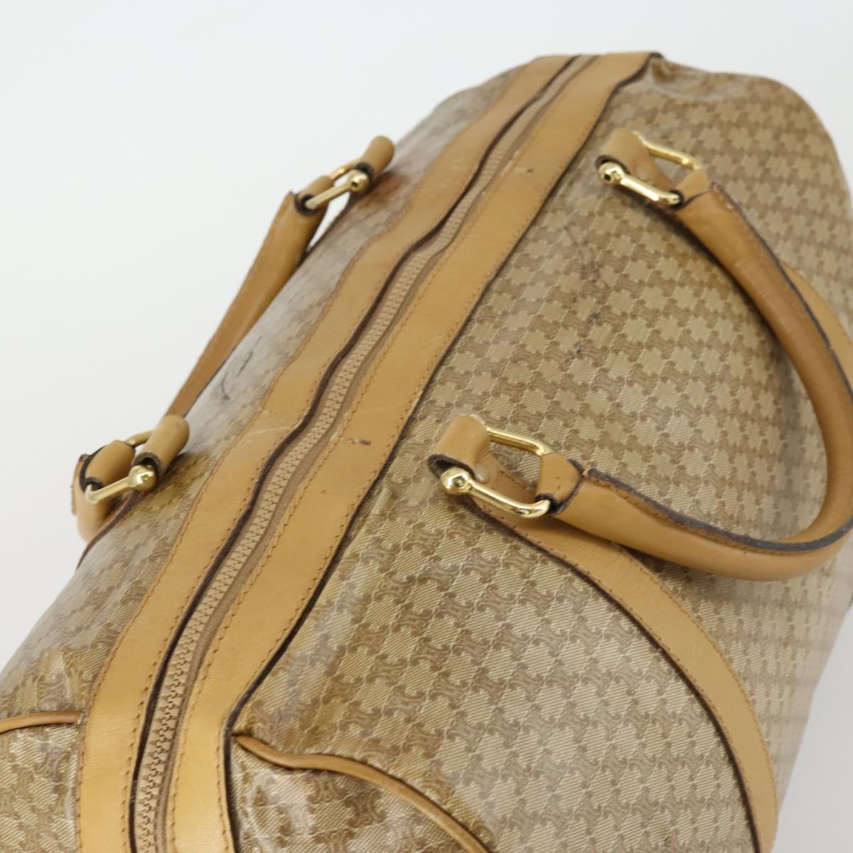 CELINE Macadam Canvas Boston Bag PVC Beige Gold Auth 151574