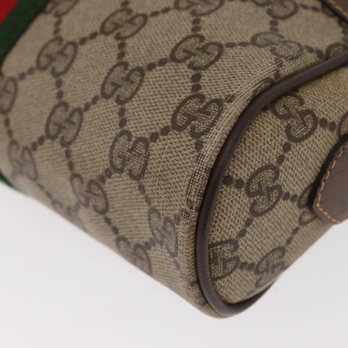 GUCCI GG Supreme Web Sherry Line Bag PVC Beige Gold 32 02 004 Auth 151575