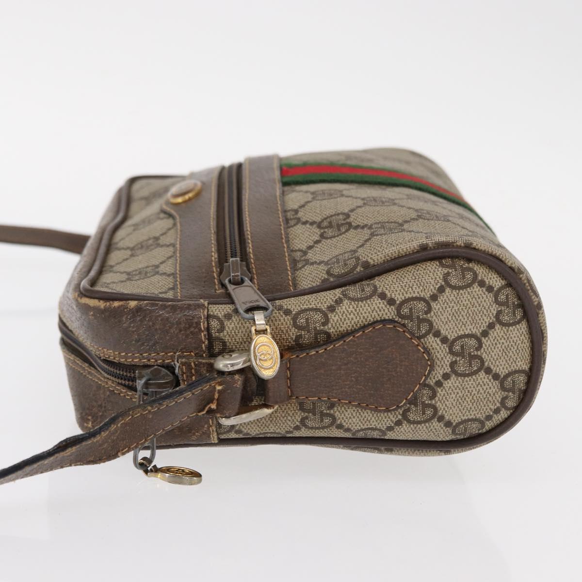 GUCCI GG Supreme Web Sherry Line Bag PVC Beige Gold 32 02 004 Auth 151575