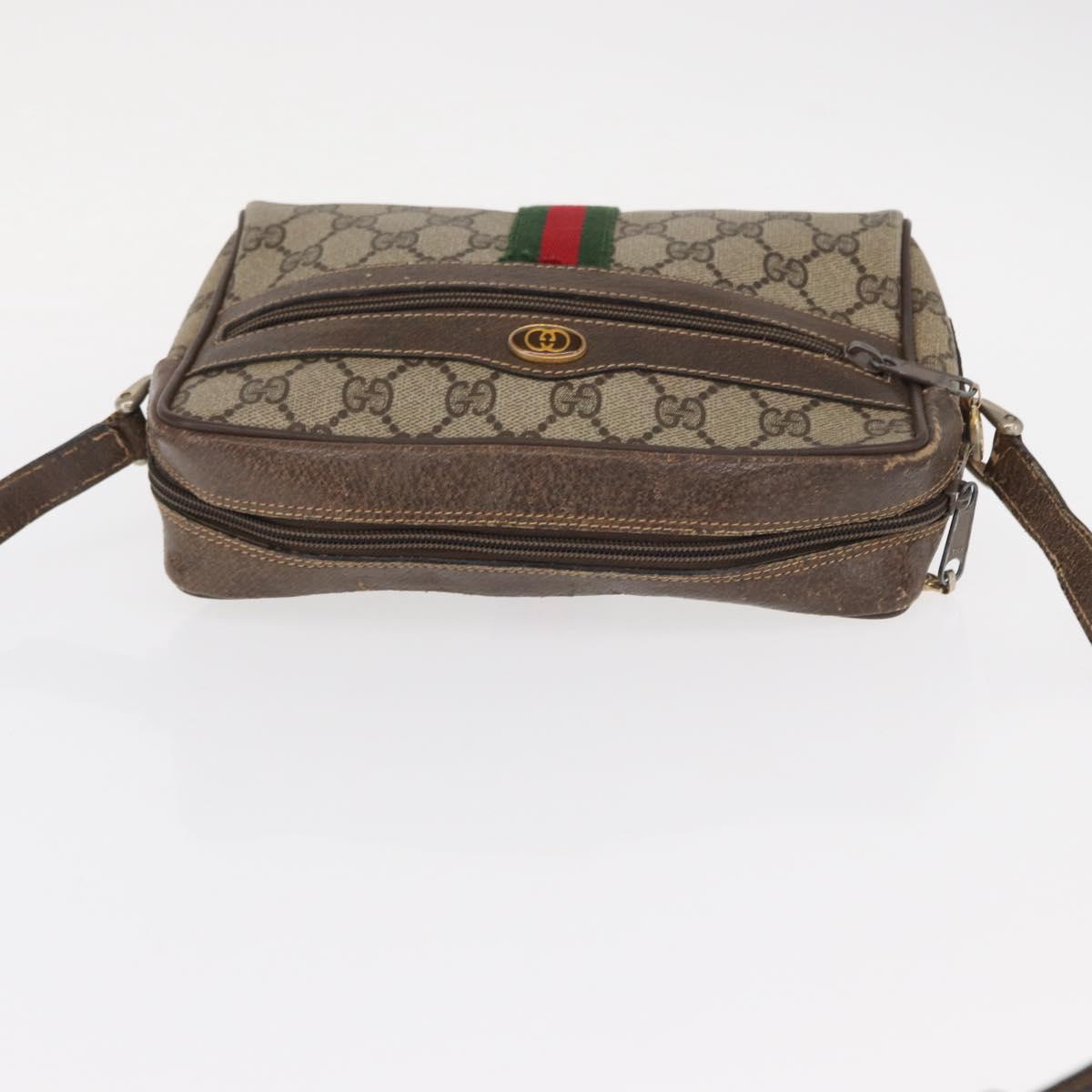 GUCCI GG Supreme Web Sherry Line Bag PVC Beige Gold 32 02 004 Auth 151575