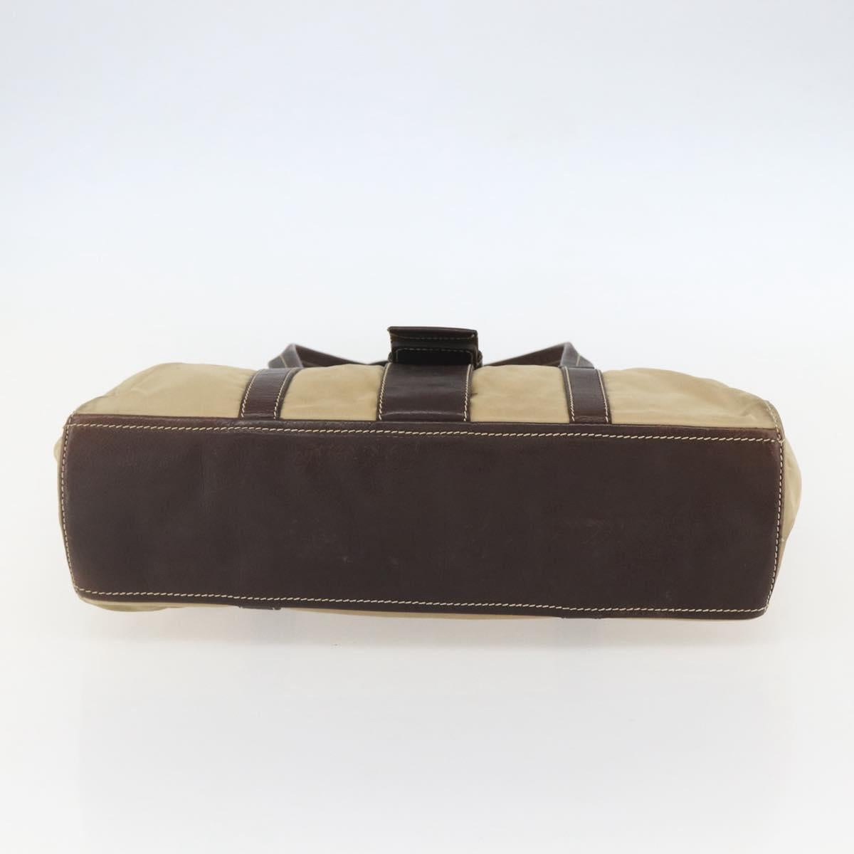 PRADA Hand Bag Nylon Beige Silver Auth 151576