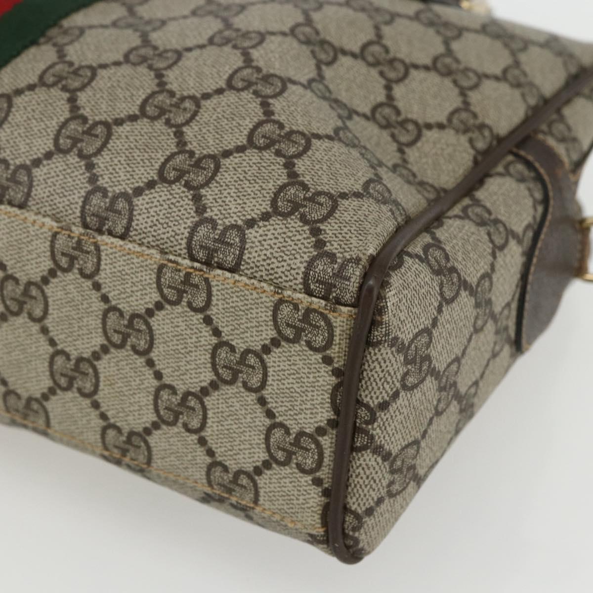 GUCCI GG Supreme Web Sherry Line Bag PVC Beige Gold 378 002 3839 Auth 151577