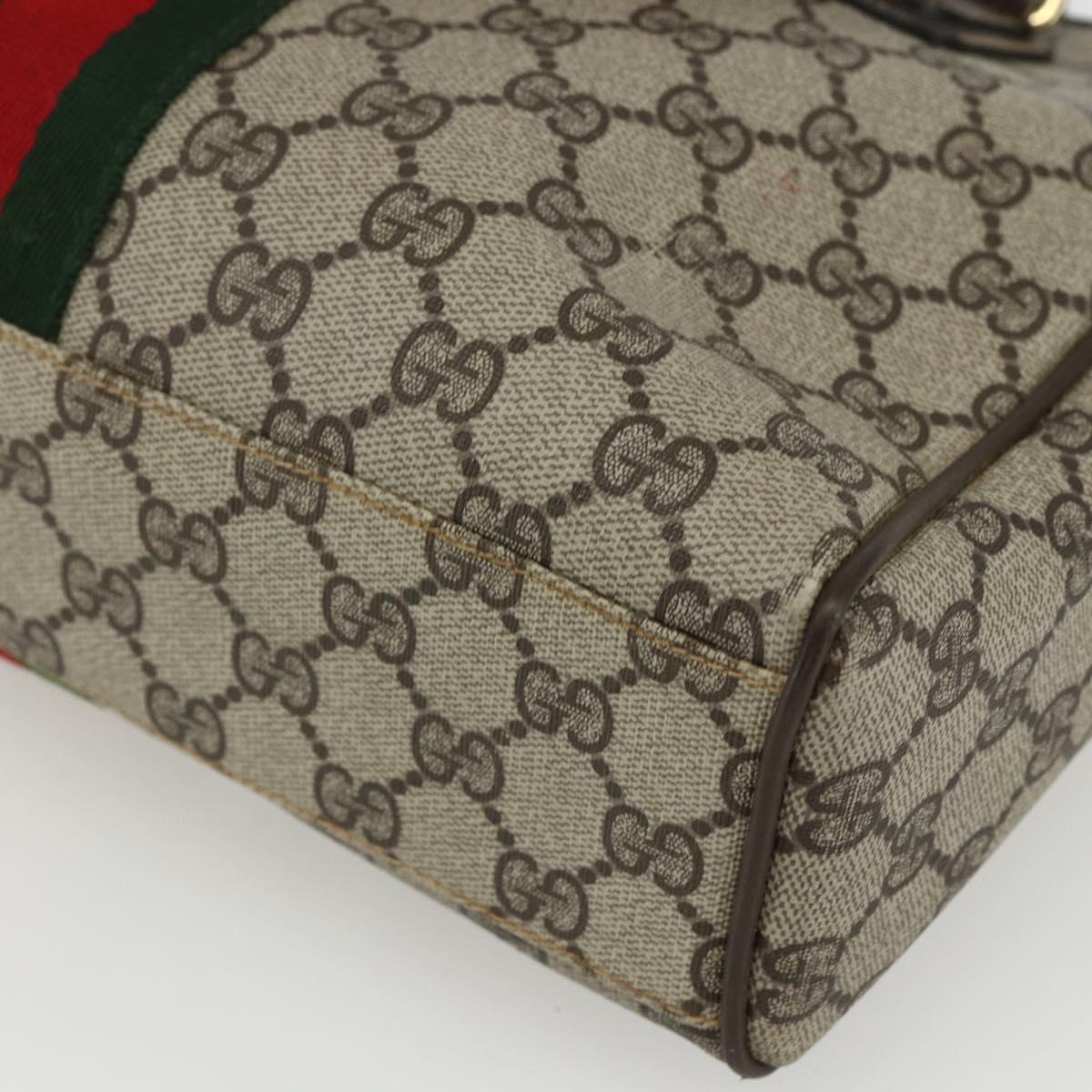 GUCCI GG Supreme Web Sherry Line Bag PVC Beige Gold 378 002 3839 Auth 151577
