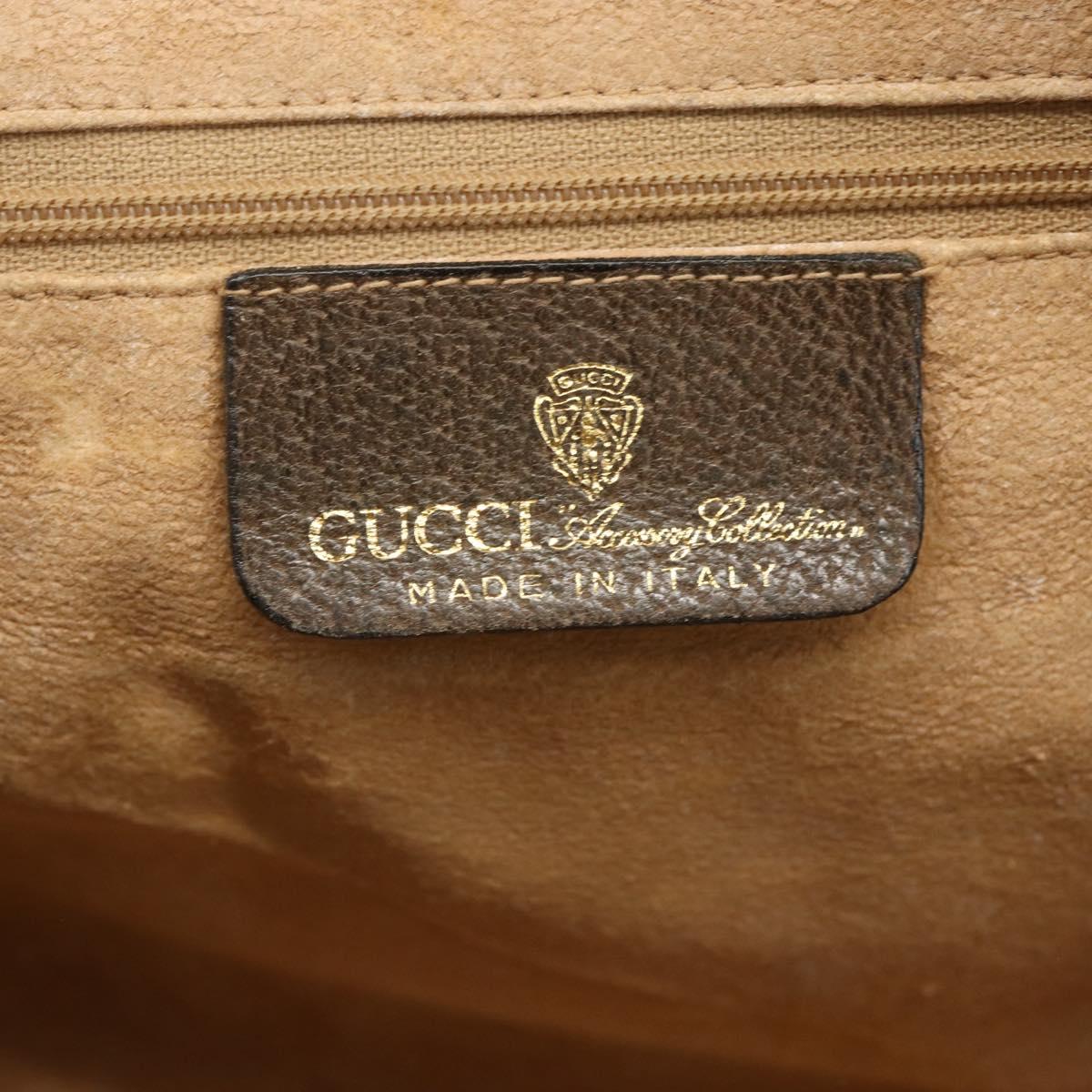 GUCCI GG Supreme Web Sherry Line Bag PVC Beige Gold 378 002 3839 Auth 151577