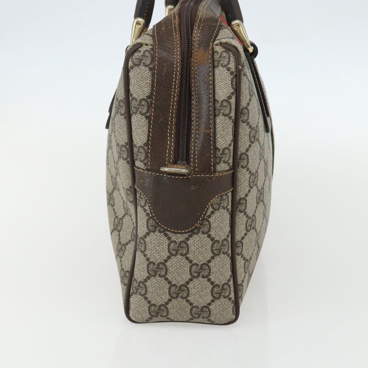 GUCCI GG Supreme Web Sherry Line Bag PVC Beige Gold 378 002 3839 Auth 151577