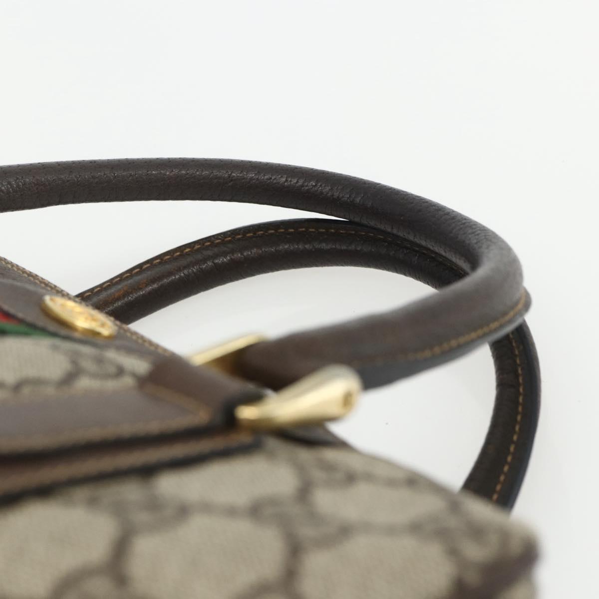 GUCCI GG Supreme Web Sherry Line Bag PVC Beige Gold 378 002 3839 Auth 151577