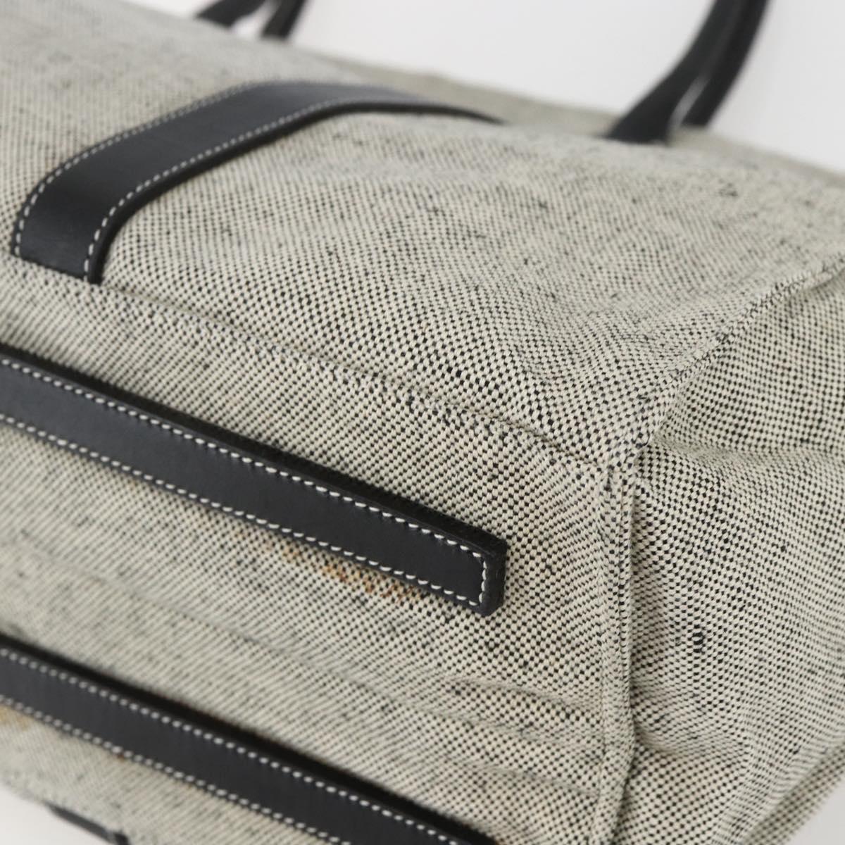 PRADA Tote Bag Canvas Gray Silver Auth 151578