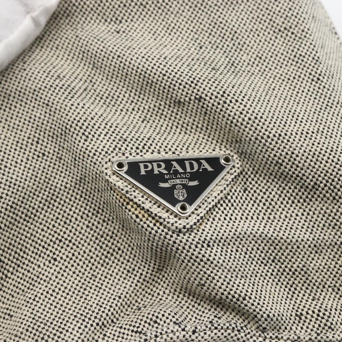 PRADA Tote Bag Canvas Gray Silver Auth 151578