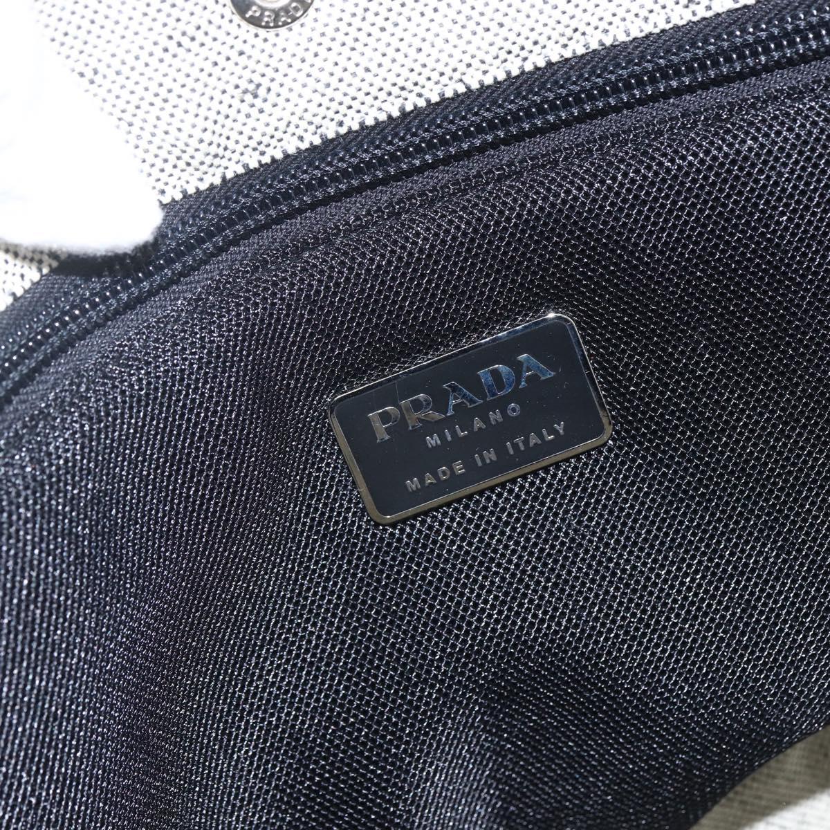 PRADA Tote Bag Canvas Gray Silver Auth 151578