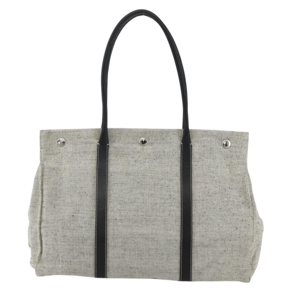 PRADA Tote Bag Canvas Gray Silver Auth 151578