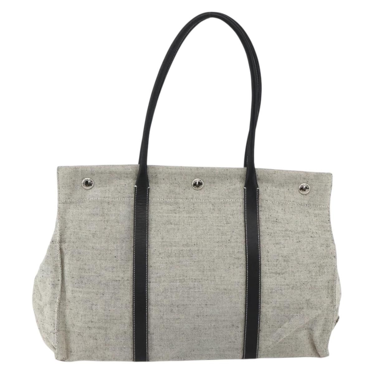 PRADA Tote Bag Canvas Gray Silver Auth 151578