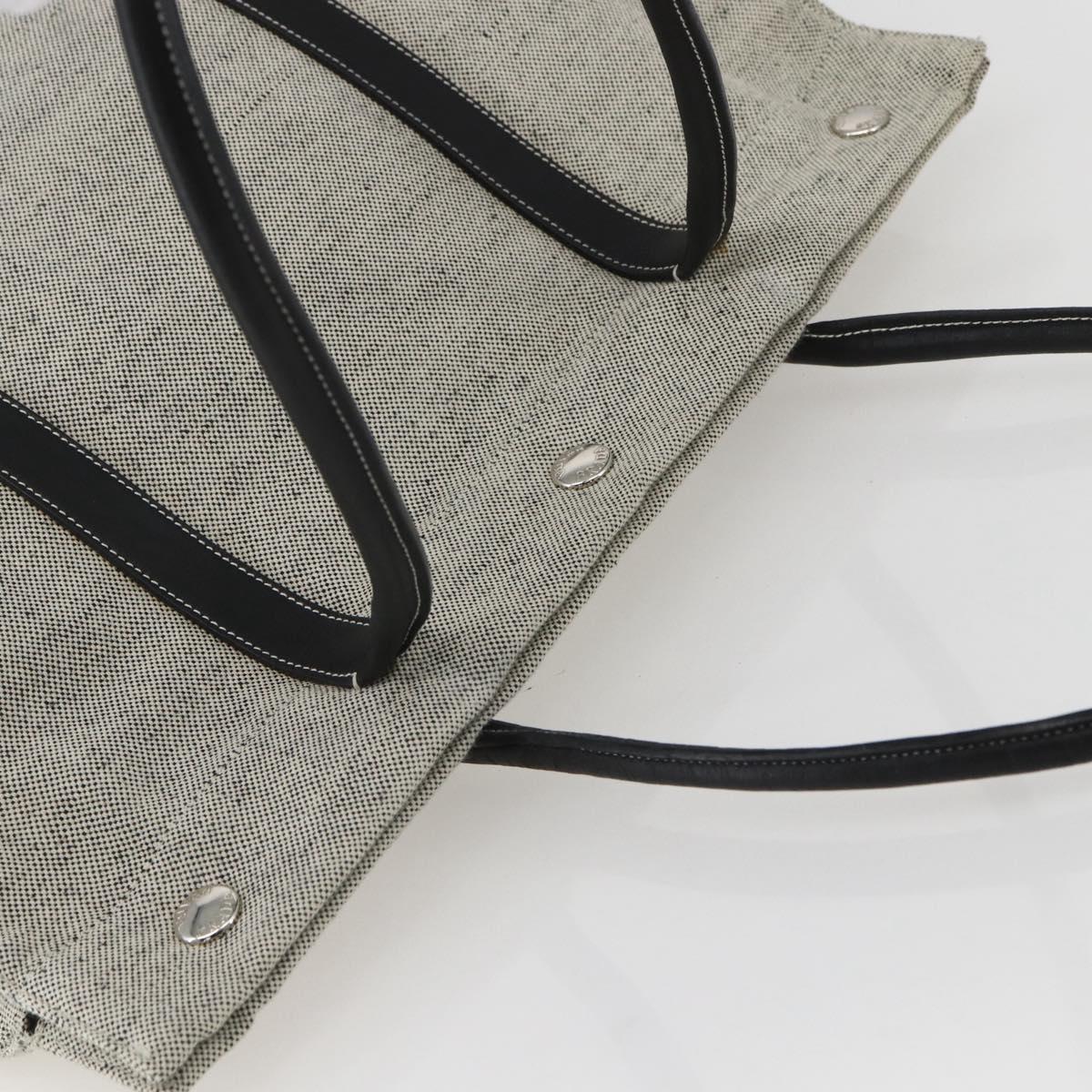 PRADA Tote Bag Canvas Gray Silver Auth 151578