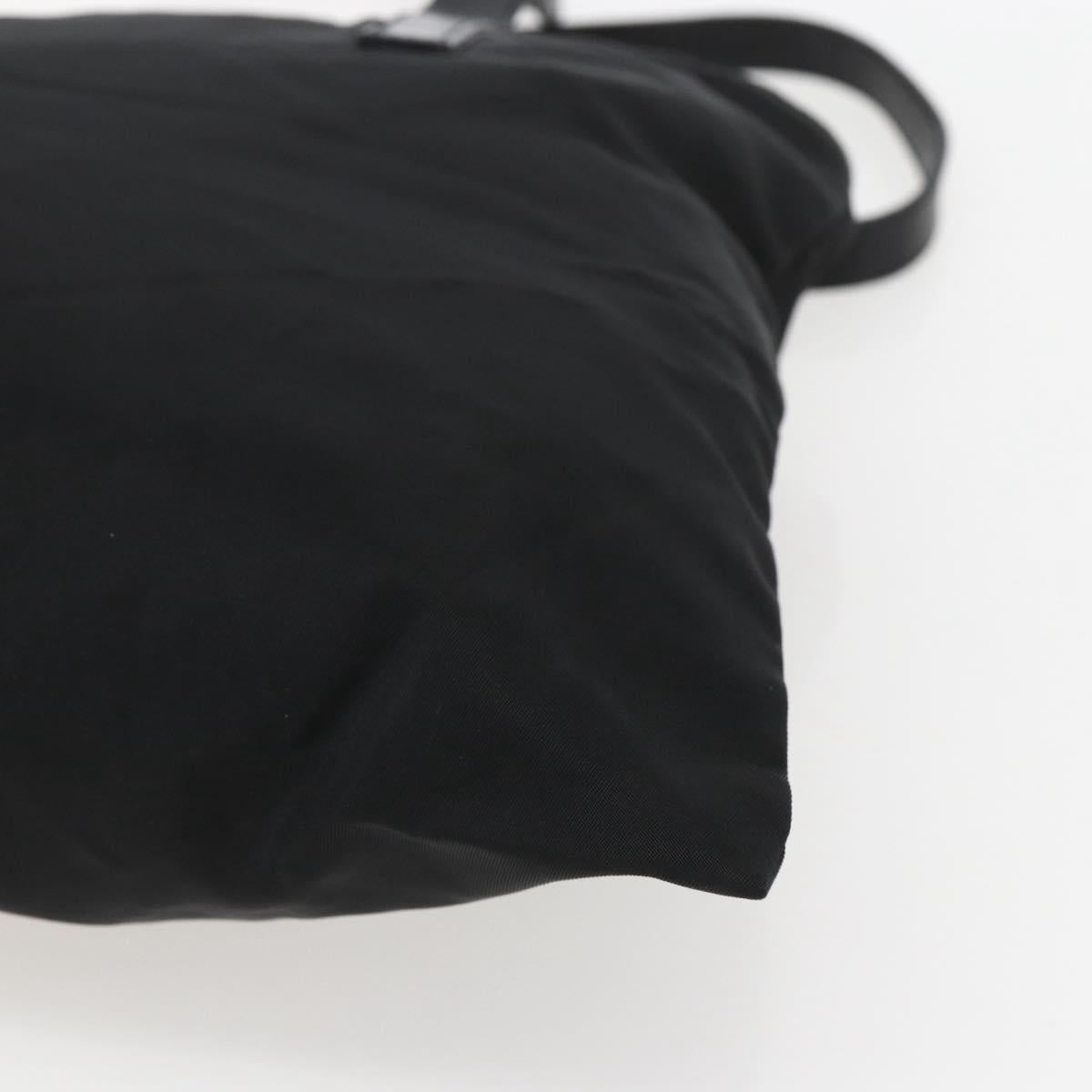 PRADA Tote Bag Nylon Black Silver Auth 151579