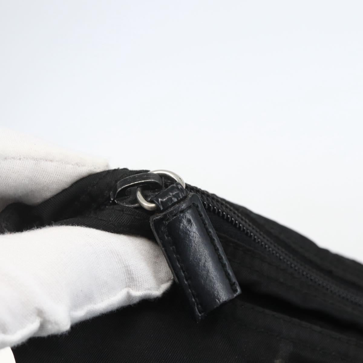 PRADA Tote Bag Nylon Black Silver Auth 151579