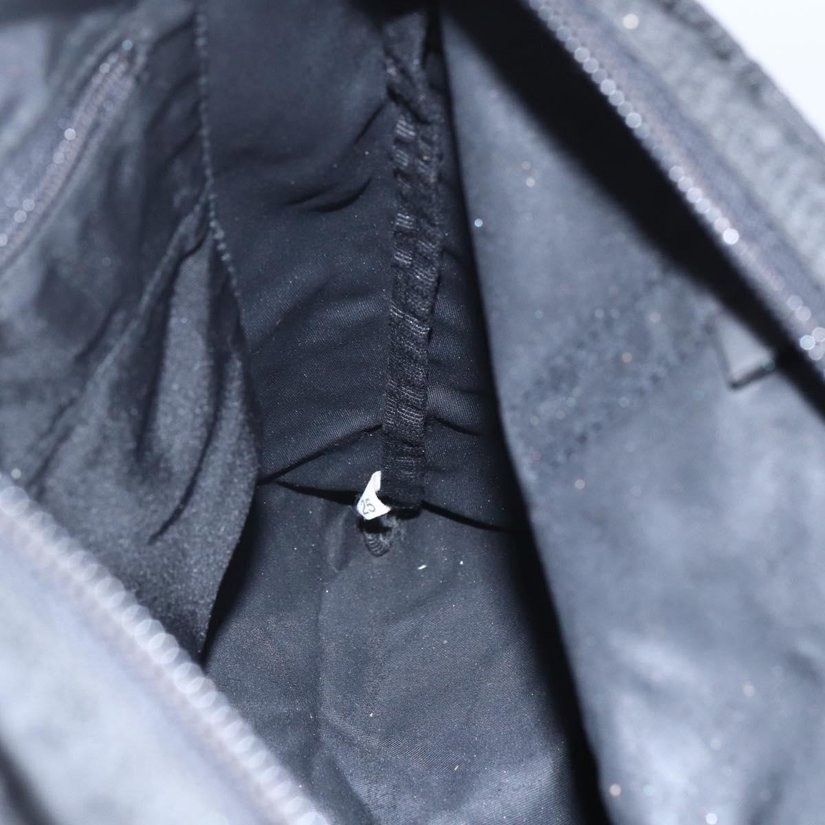 PRADA Tote Bag Nylon Black Silver Auth 151579