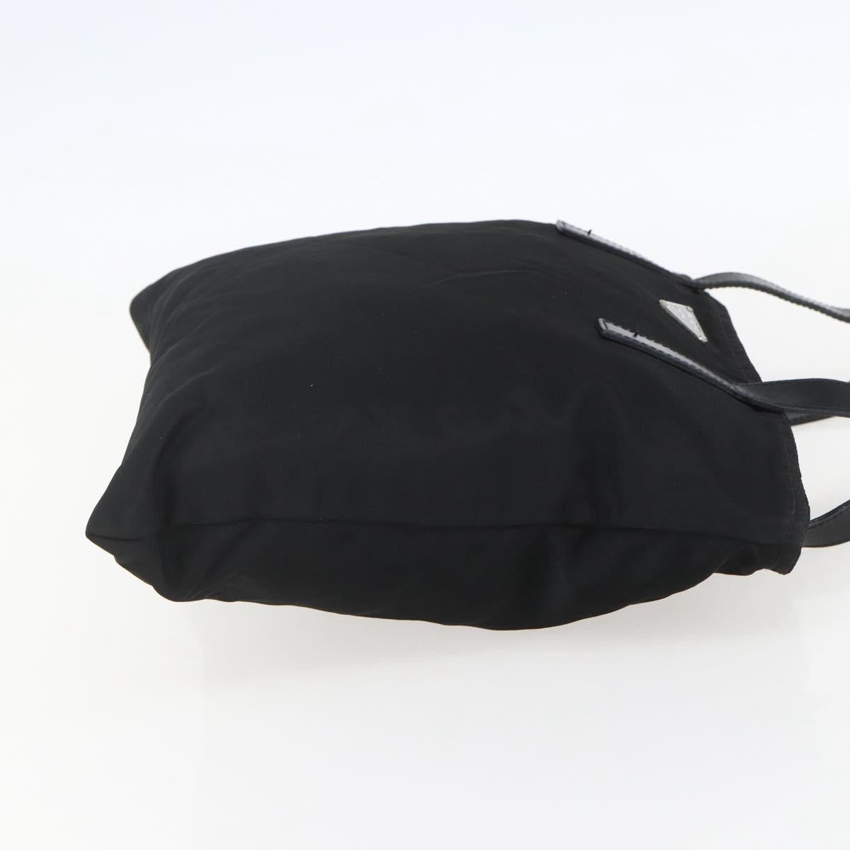 PRADA Tote Bag Nylon Black Silver Auth 151579