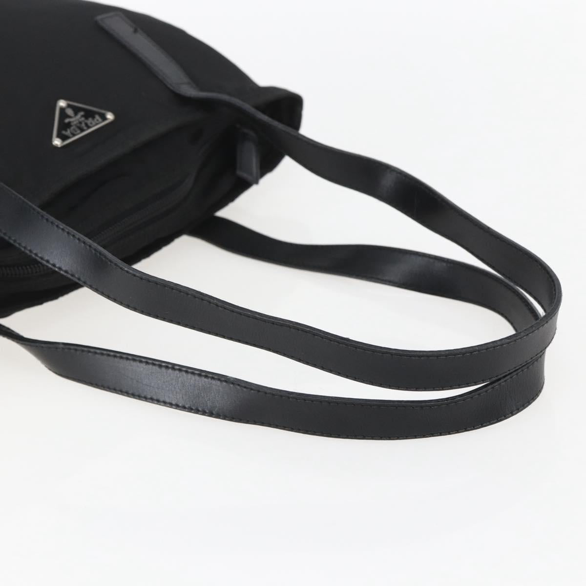 PRADA Tote Bag Nylon Black Silver Auth 151579