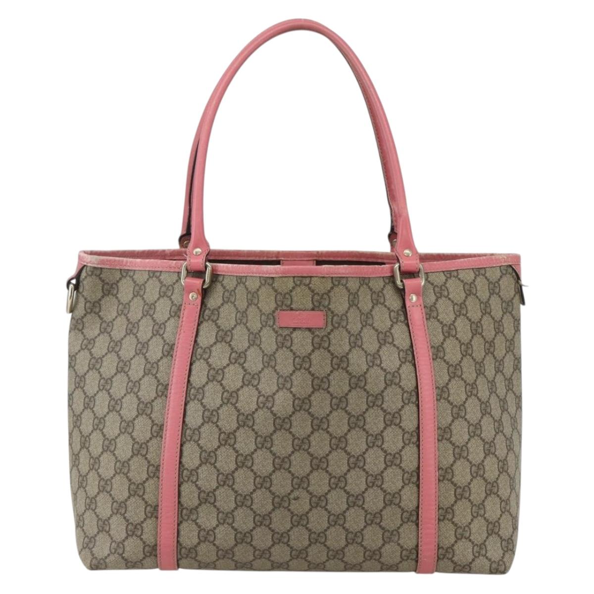 GUCCI GG Supreme Tote Bag PVC Beige Gold 197953 Auth 151580