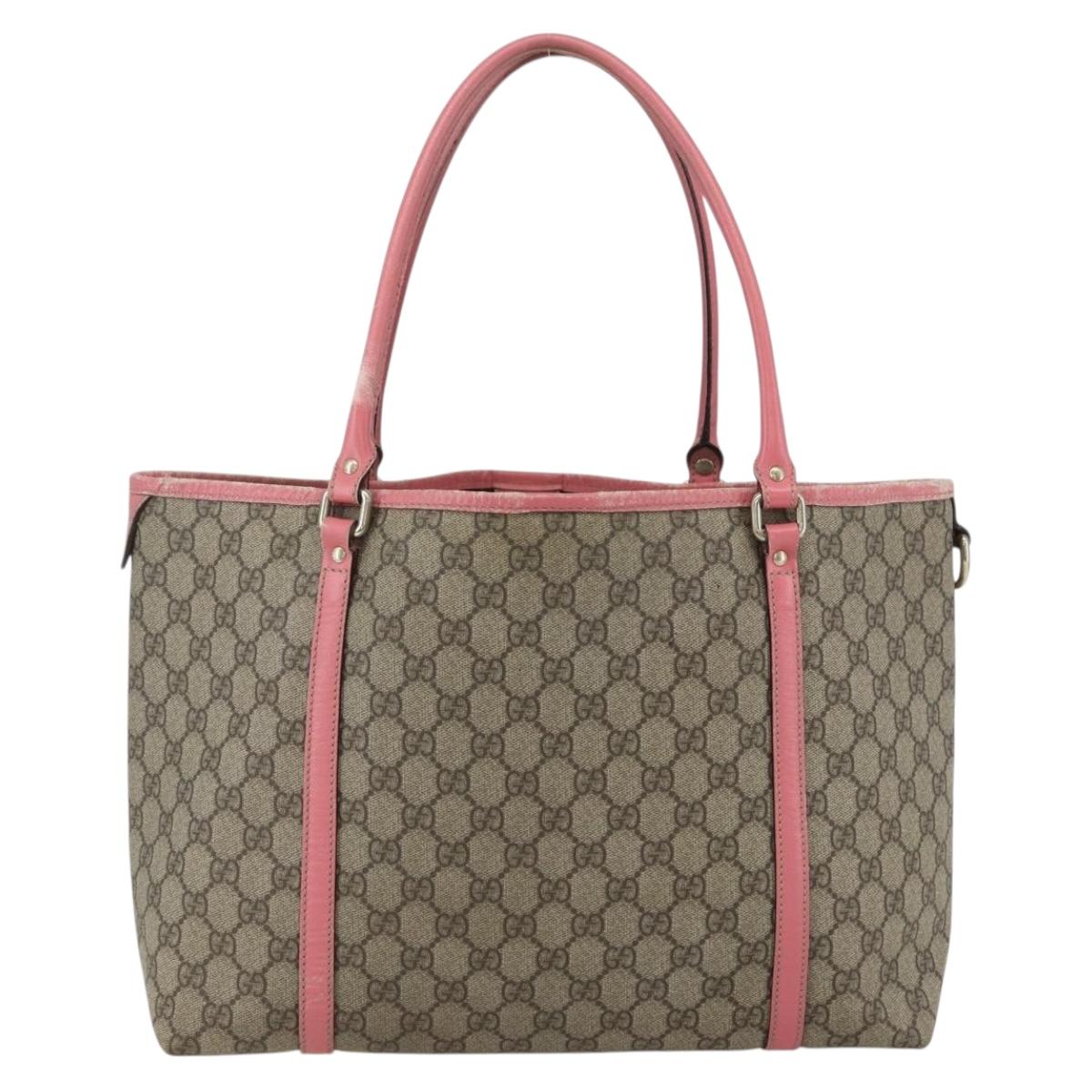 GUCCI GG Supreme Tote Bag PVC Beige Gold 197953 Auth 151580