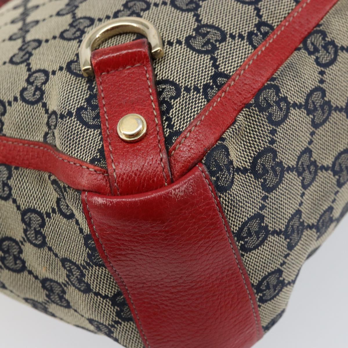 GUCCI GG Canvas Hand Bag Navy Gold 130739 Auth 151583