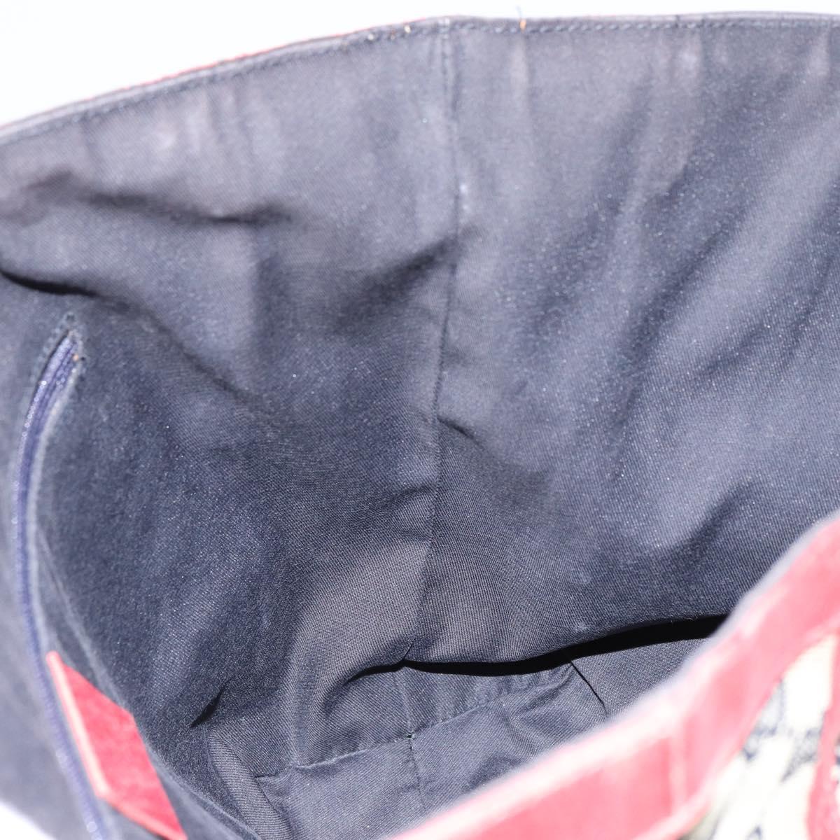 GUCCI GG Canvas Hand Bag Navy Gold 130739 Auth 151583