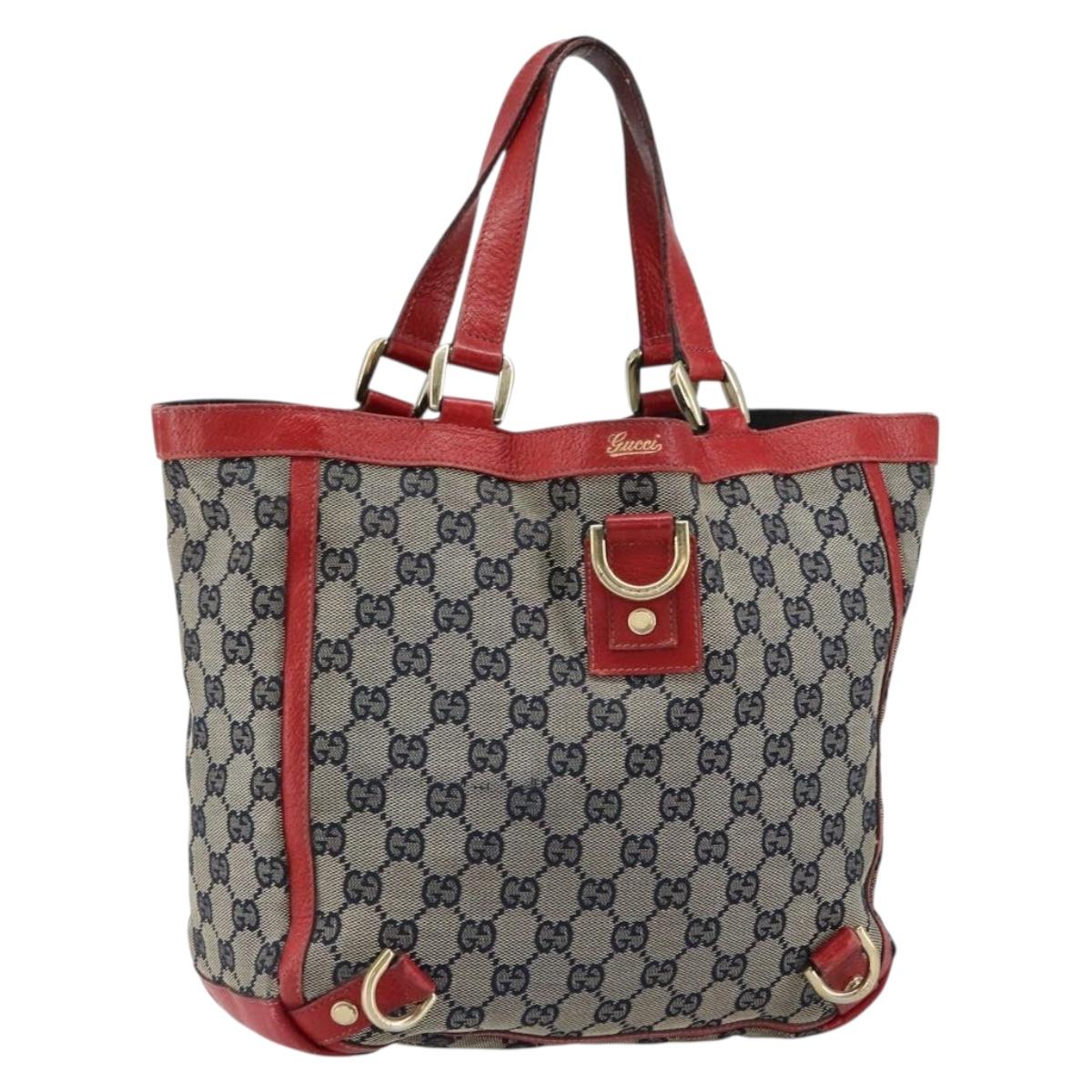 GUCCI GG Canvas Hand Bag Navy Gold 130739 Auth 151583