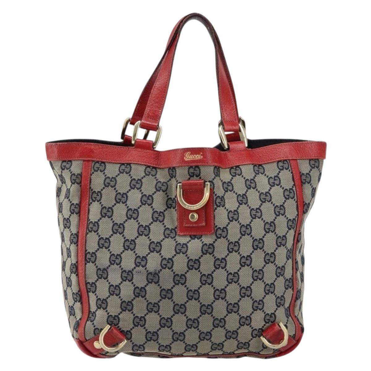 GUCCI GG Canvas Hand Bag Navy Gold 130739 Auth 151583