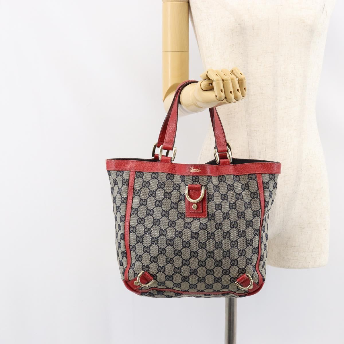 GUCCI GG Canvas Hand Bag Navy Gold 130739 Auth 151583