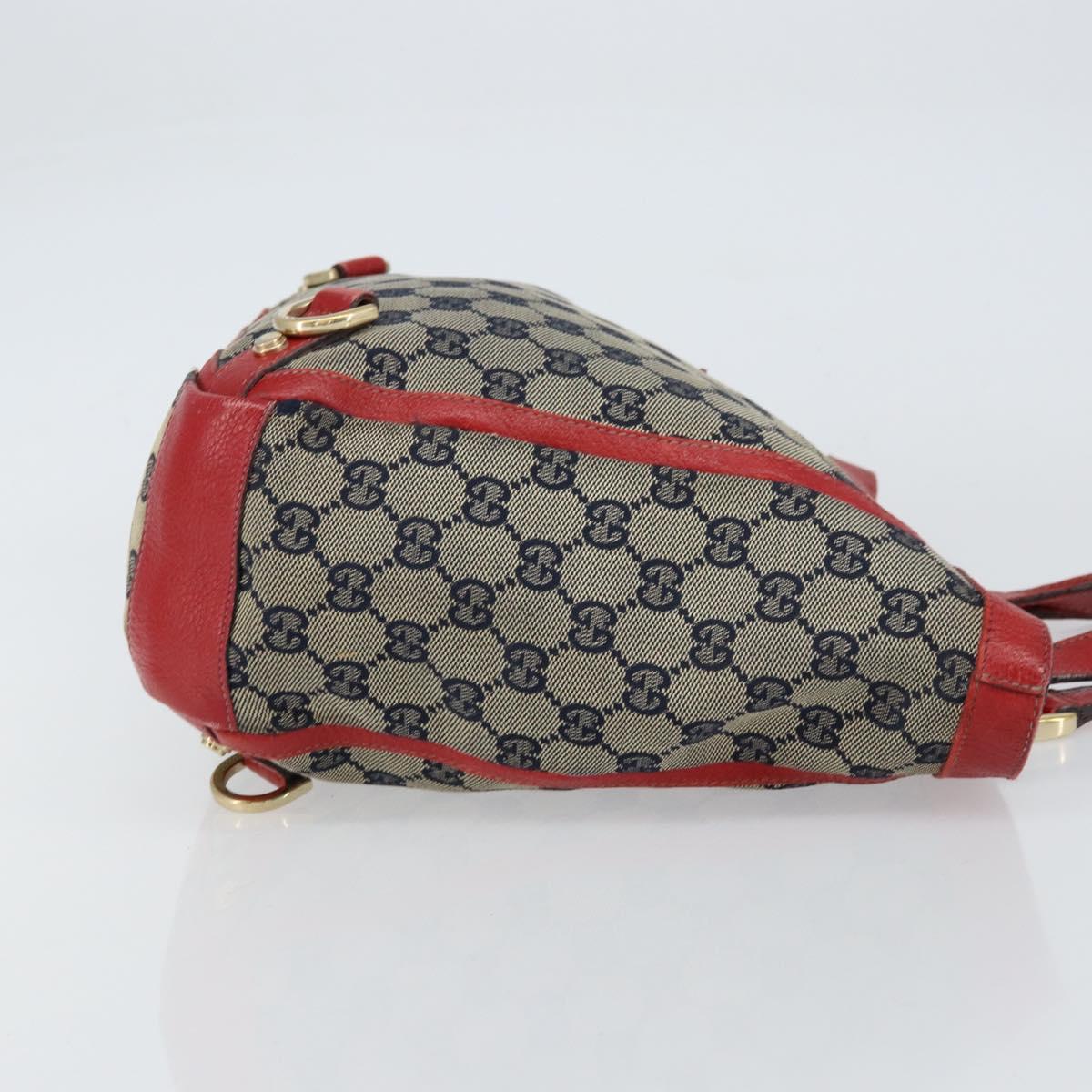 GUCCI GG Canvas Hand Bag Navy Gold 130739 Auth 151583