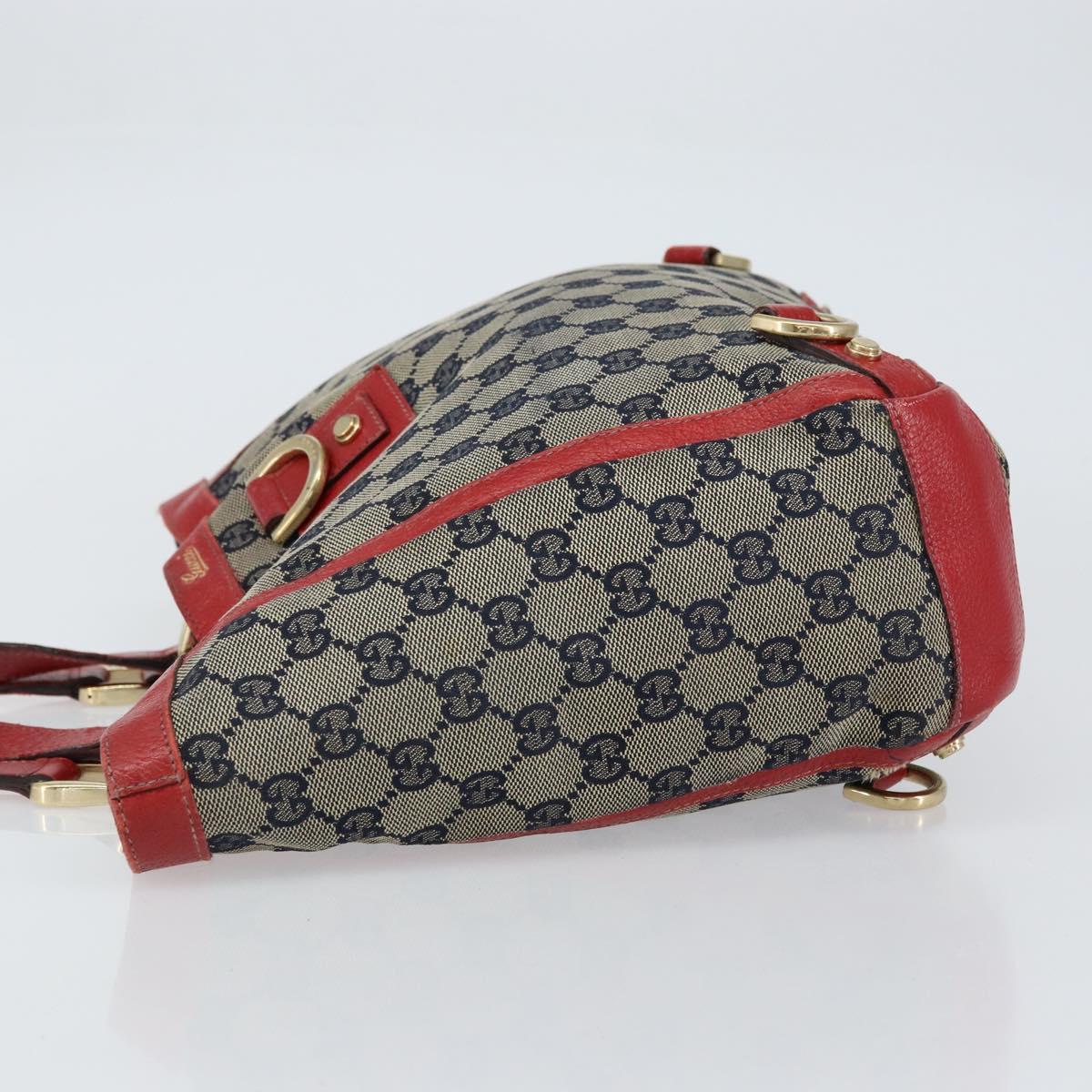 GUCCI GG Canvas Hand Bag Navy Gold 130739 Auth 151583
