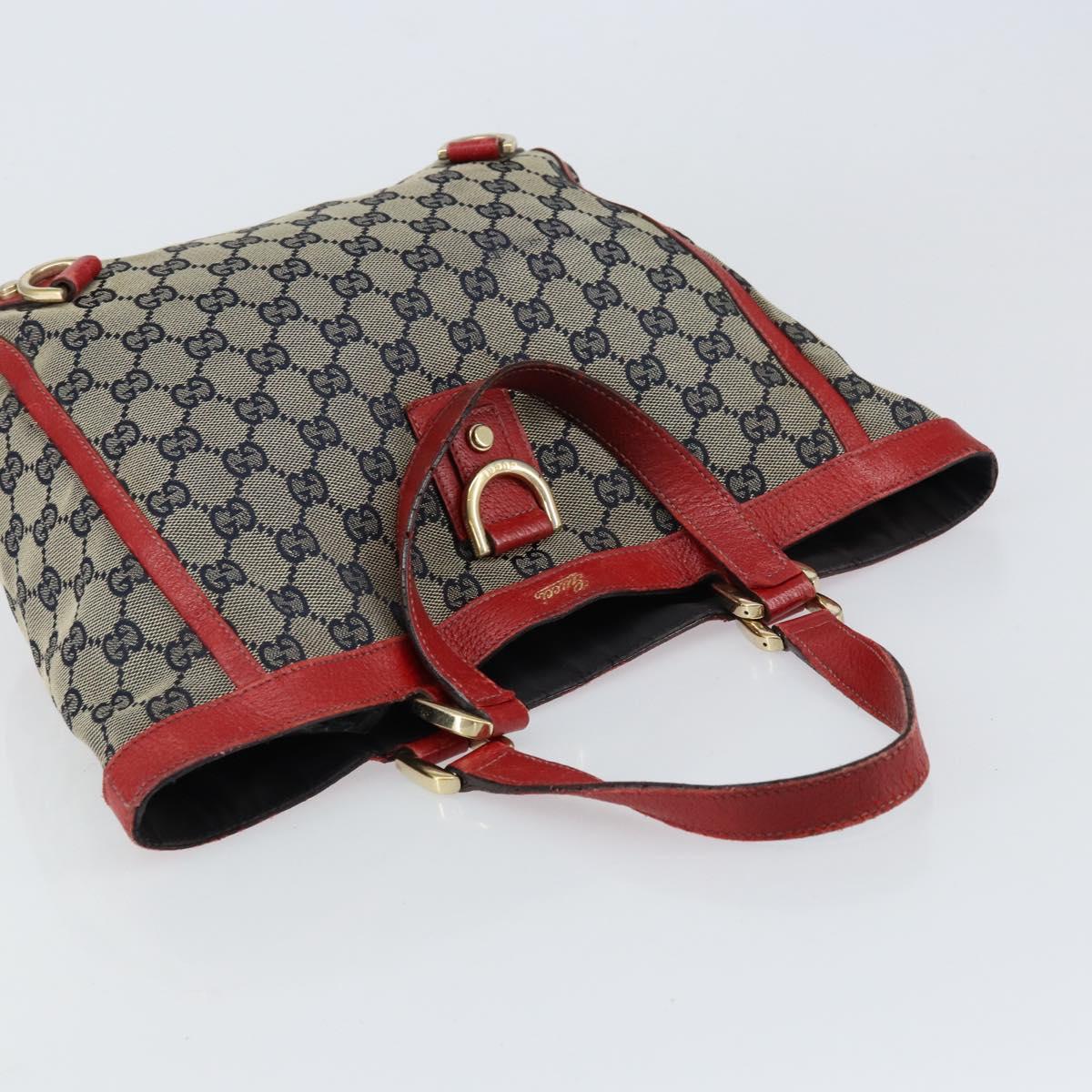 GUCCI GG Canvas Hand Bag Navy Gold 130739 Auth 151583