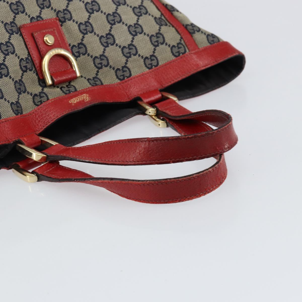 GUCCI GG Canvas Hand Bag Navy Gold 130739 Auth 151583