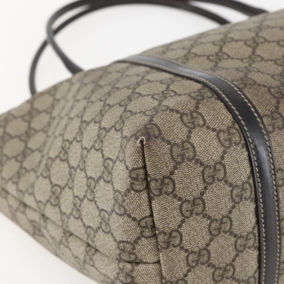 GUCCI GG Supreme Tote Bag PVC Beige Gold 197953 Auth 151584