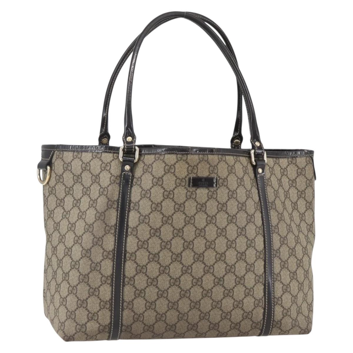 GUCCI GG Supreme Tote Bag PVC Beige Gold 197953 Auth 151584