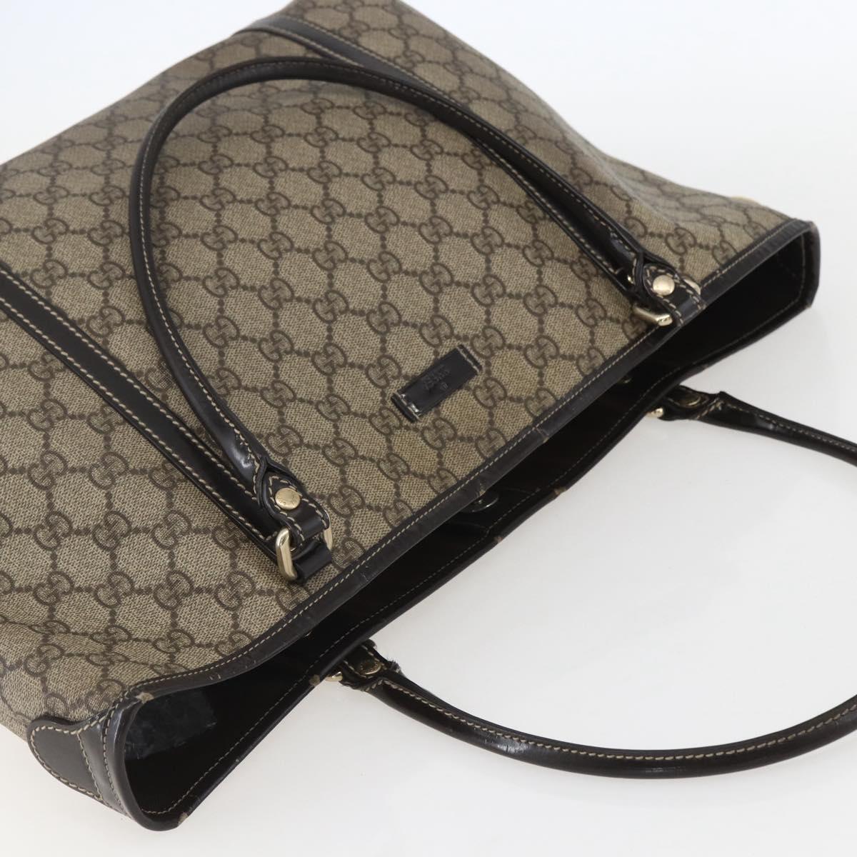 GUCCI GG Supreme Tote Bag PVC Beige Gold 197953 Auth 151584