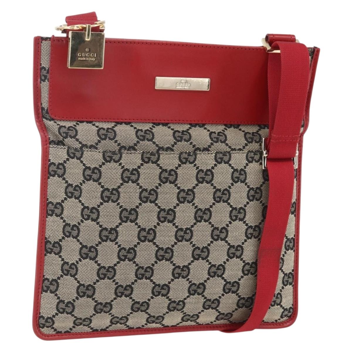 GUCCI GG Canvas Shoulder Bag Beige Gold 019 0348 Auth 151586A