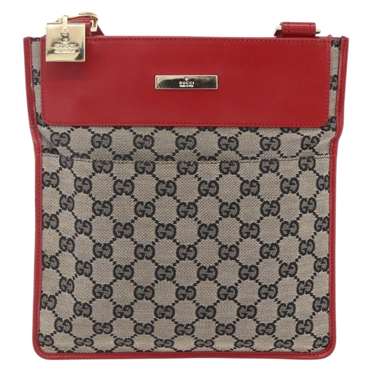 GUCCI GG Canvas Shoulder Bag Beige Gold 019 0348 Auth 151586