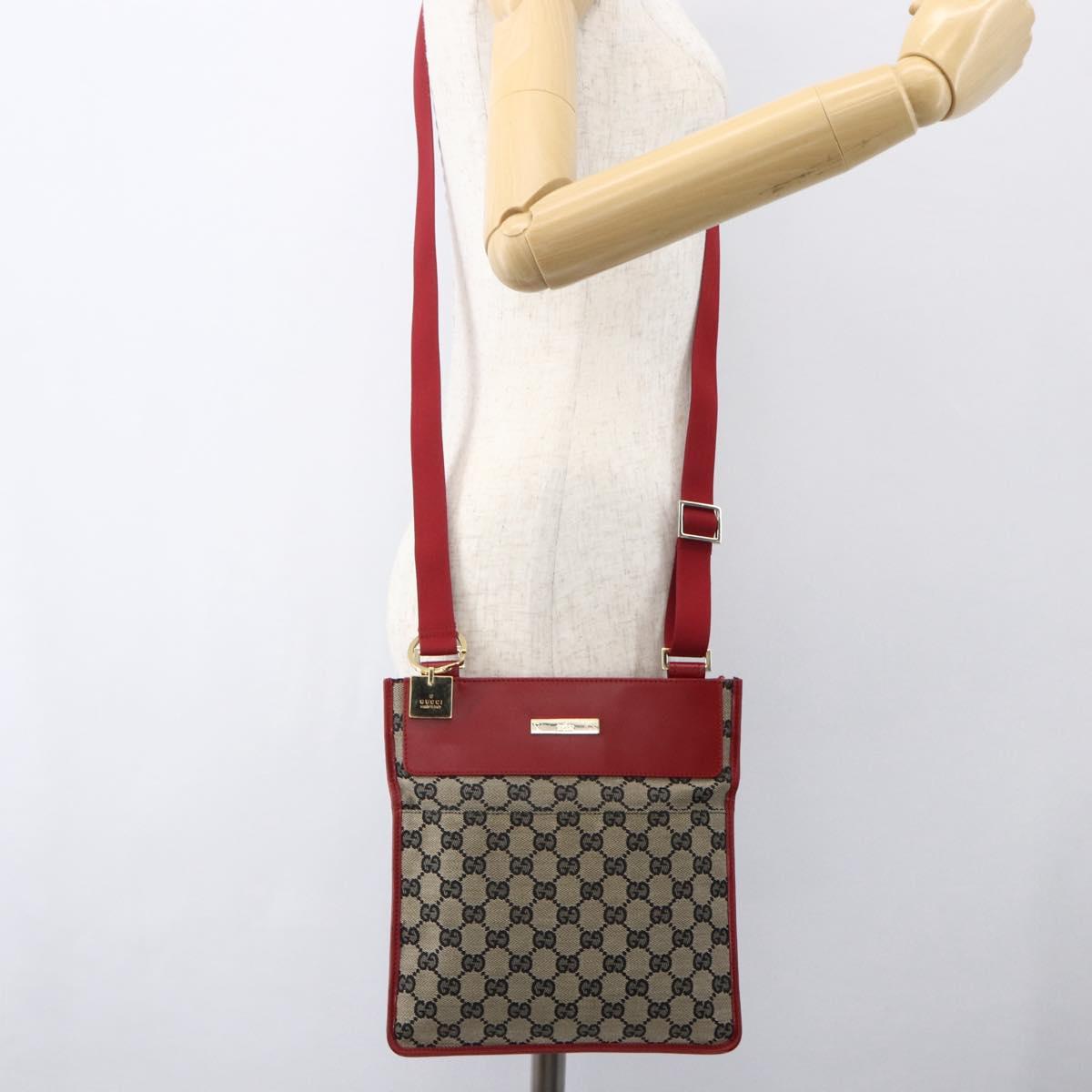GUCCI GG Canvas Shoulder Bag Beige Gold 019 0348 Auth 151586