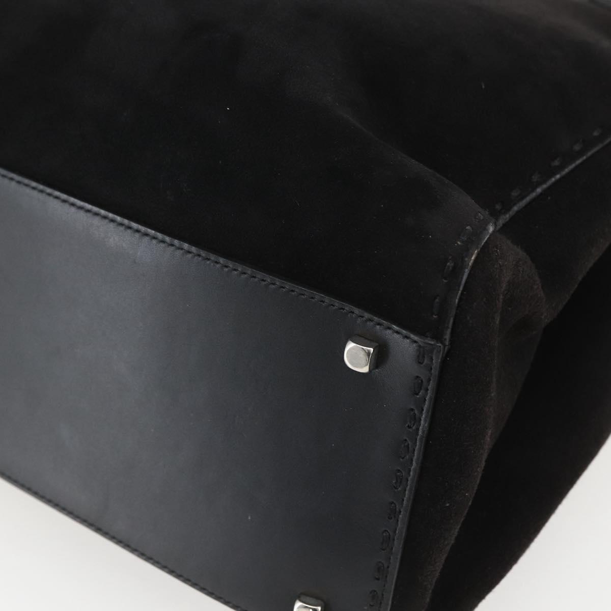 Salvatore Ferragamo Tote Bag Suede Black Silver Auth 151590